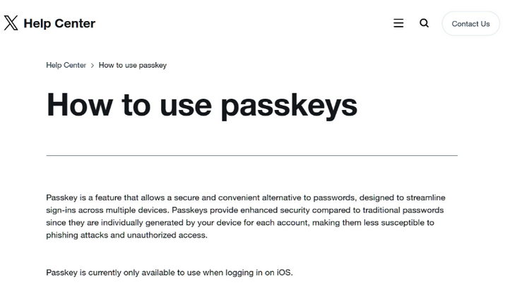万荣苹果维修店铺分享iOS用户如何通过通行密钥(Passkey)登录 