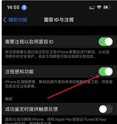 万荣苹果14维修网点分享iPhone14注视感知功能有什么用 